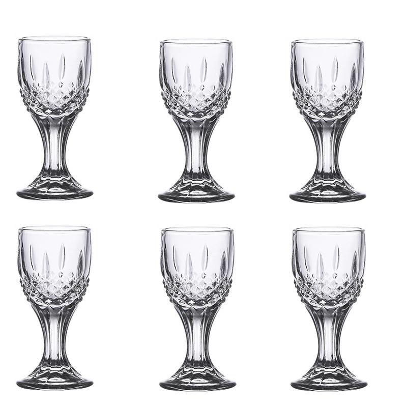 6pcs Exquisite Elegant Shot Glass Vodka Small Wine Glass Transparent Spirits Cup Baijiu Goblet Party Wine Utensils Holiday Gifts