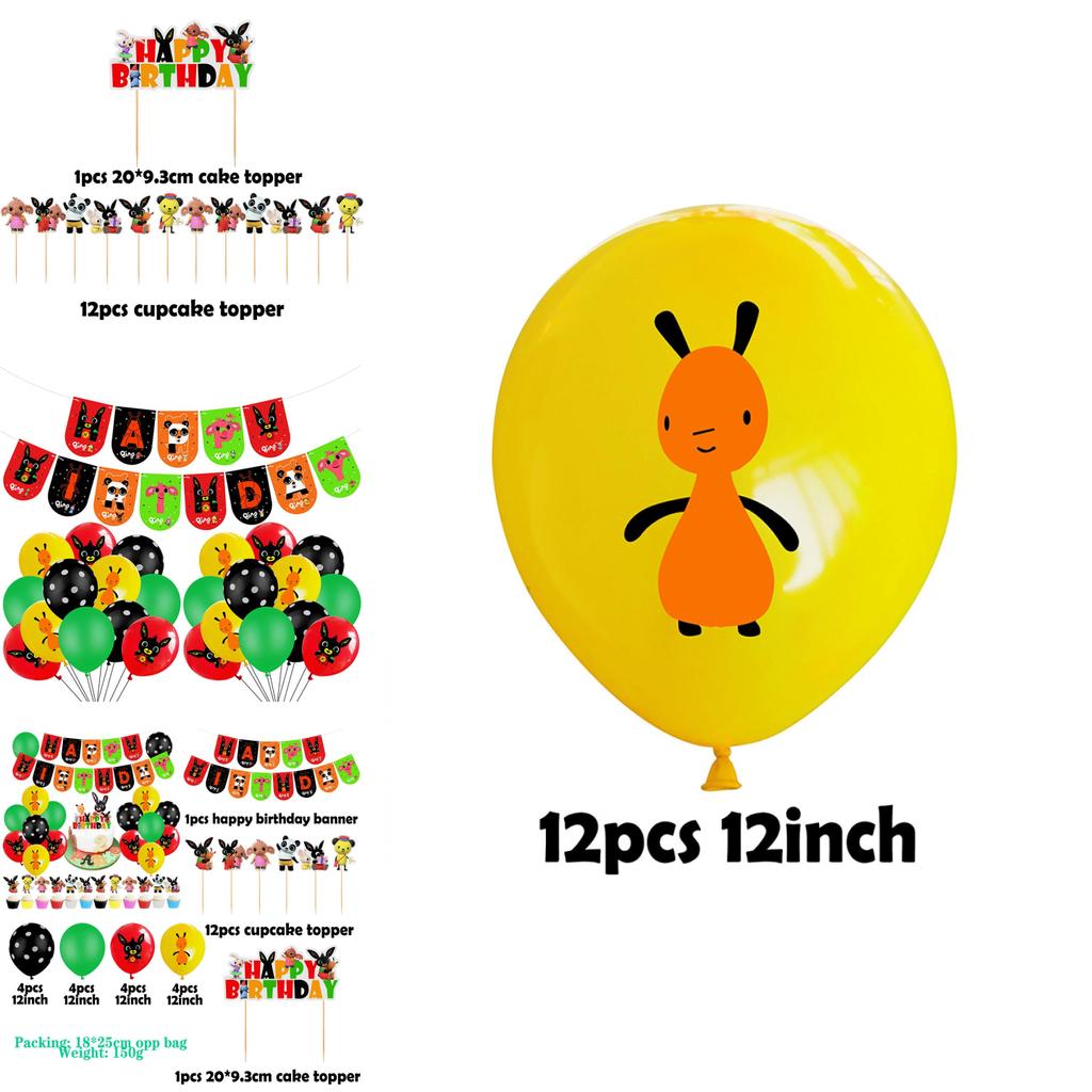 Bunte Bing Bunny Geburtstagsfeier Dekoration mit Happy Luftballonbanner und Cupcake-Topper
