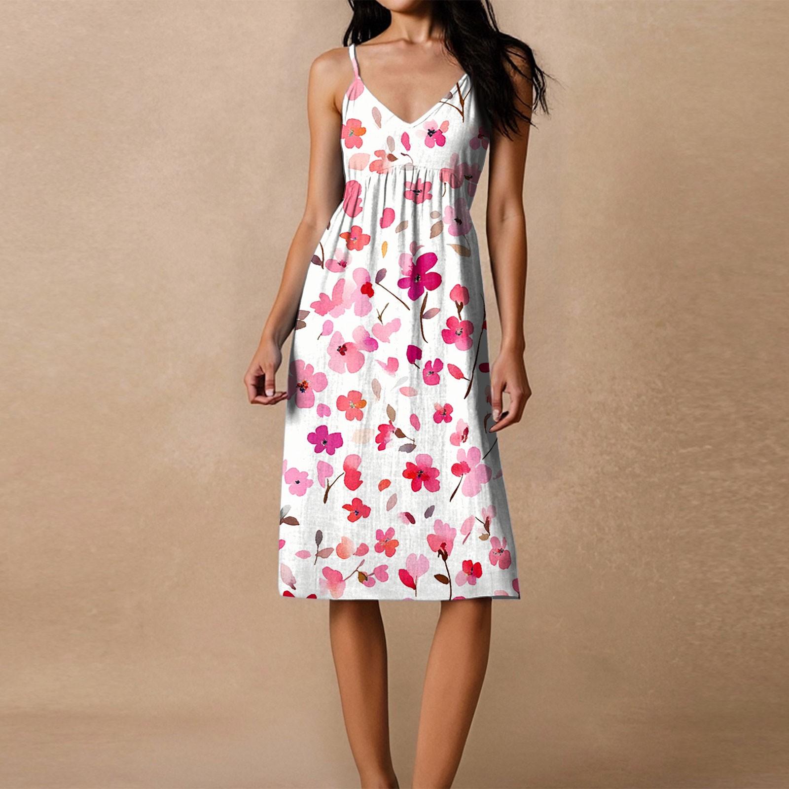 

Женский сарафан на тонких бретелях, с открытой спиной, с бантом, свободный, повседневный, пляжный, для отпуска, с цветочным принтом XL розовый
