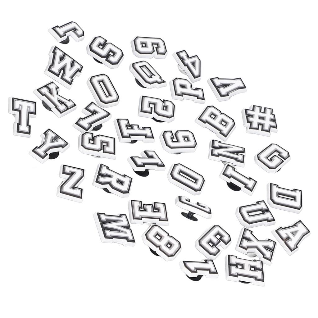 37 Pezzi Ciondolo per Scarpe Lettera Motivo Numeri PVC Adorabile Decorazione Accessorio Ciondolo per Scarpe Bianco