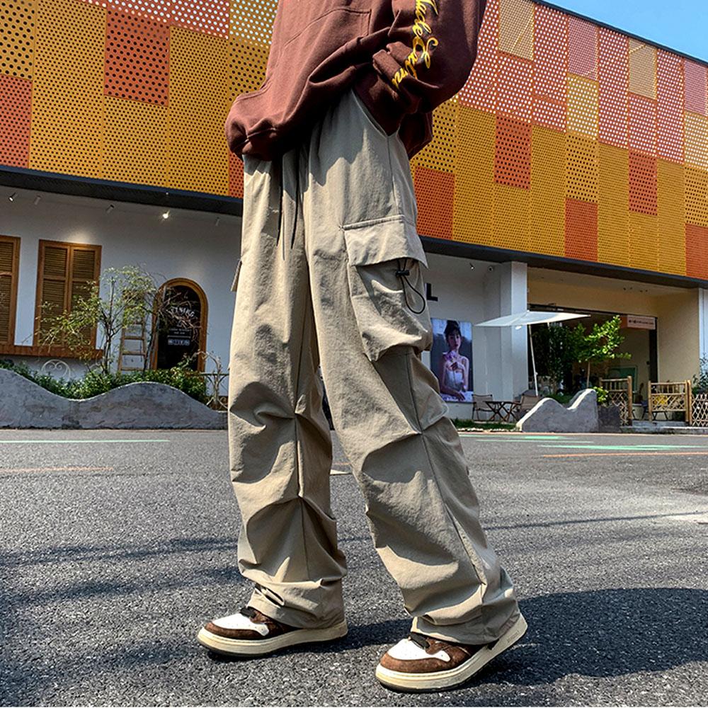 Japan Men's Y2K Casual Cargo Pants Sweatpants Pocket Trousers Baggy Wide Leg Pants Parachute Techwear Korean Clothes Men