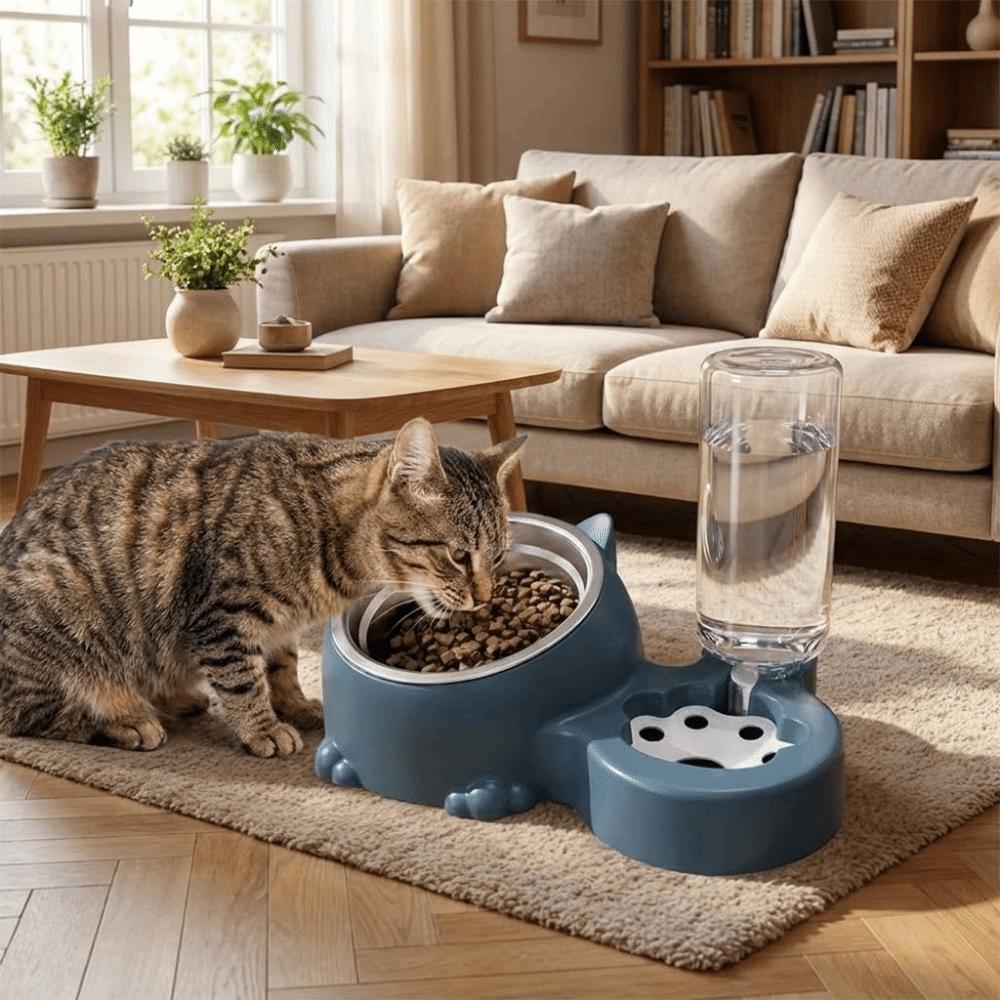 Large Capacity Automatic Pet Feeder Neck Protection Pet Food Bowl for Cats Dogs