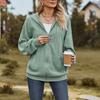 Damen V-Ausschnitt Reißverschluss Einfarbig Lange Lockere Sweatshirtjacke
