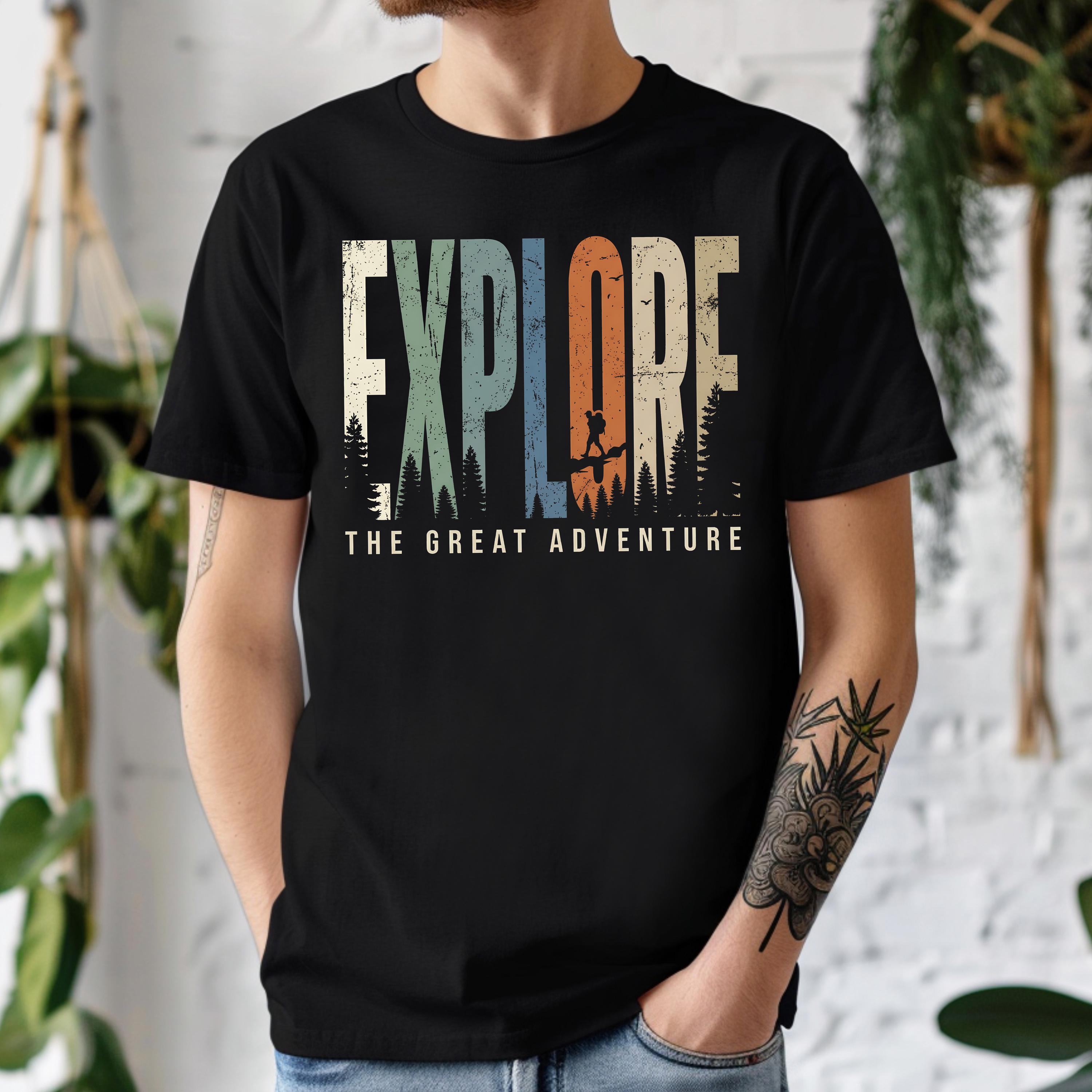 Camping Adventure Shirts Explore The Great Outdoors Graphic Tees Hiking Nature Men T Shirts S чёрный