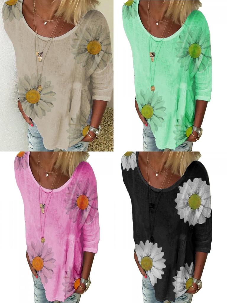 Stylish Plus Size Women's Summer Shirt Blouse With Comfortable Baggy Design And Floral Pattern