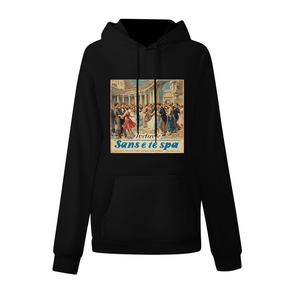 Damode Retrotryckt Ledig Huvtröja med Fickor