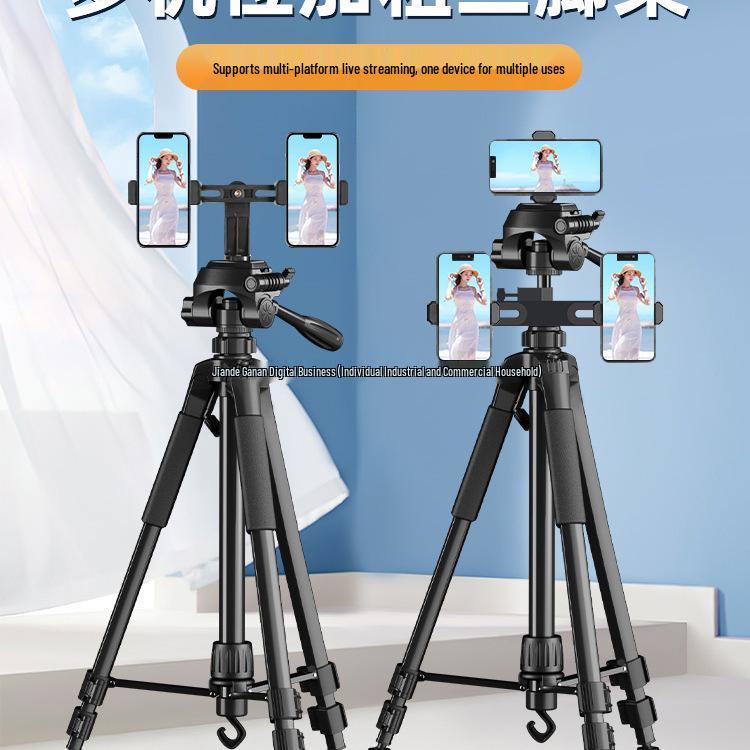 Dual-Position Mobile Phone Holder with Fill Light for Streaming and Photography