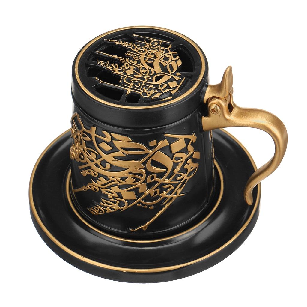 

Арабская керамическая курильница для благовоний, курильница для смолы, ближневосточная керамика, подставка для благовоний для домашнего/офисного декора, рождественские подарки, 7,5*9,2*14 см чёрный