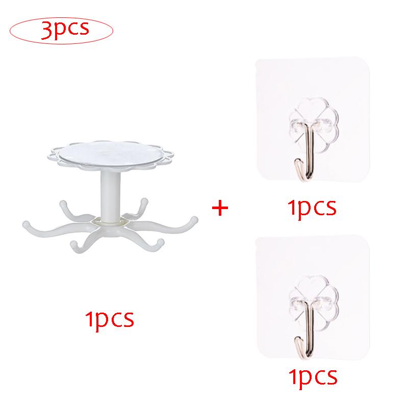 Für Küchenorganisator und Aufbewahrung, Küchenzubehör-Organizer, drehbares Regal, Zubehör, Schrank-Organizer, Haken-Aufbewahrungsregal