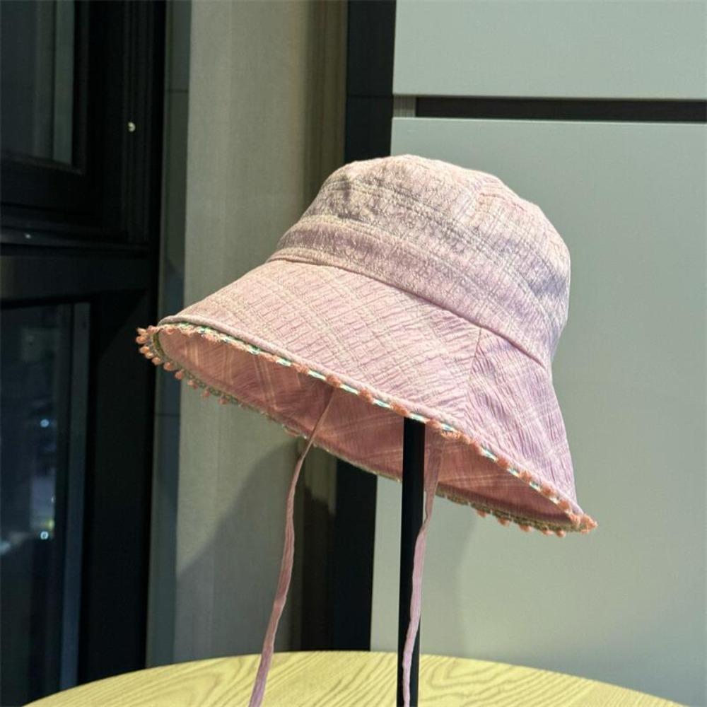 

Ribbon Women Fisherman Hat Lace Up Summer Sun Hat Casual Sunscreen Visor Cap Ladies розовый