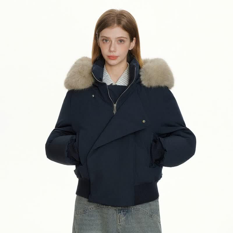 ICH MODE Women s American Style Hooded Faux Fur Collar Winter Cotton Coat XL