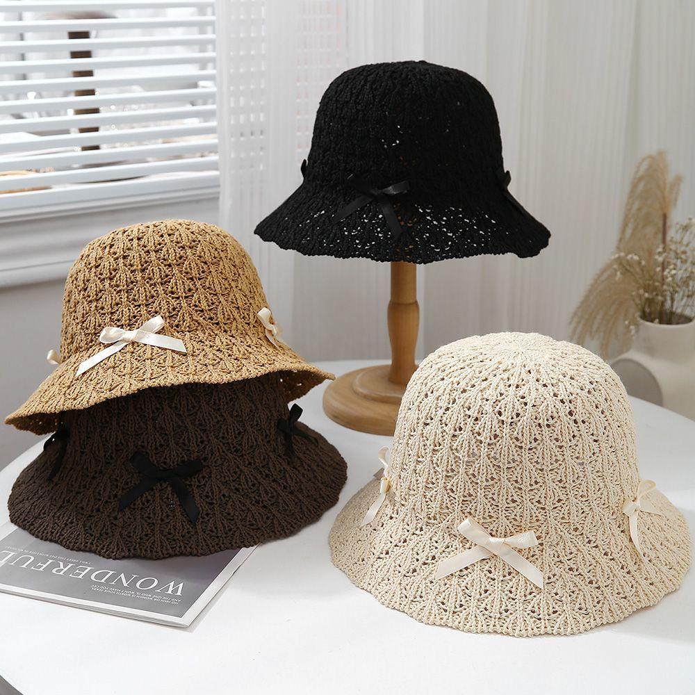 Summer Basin Hat Sunshade Beach Hollow Straw Hat Women Travel Hat Sun Hat Sun Hat Sun Hat Bucket Hat