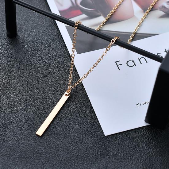 Women Fashion Metal Bar Charm Dangle Gold Plated Chain Pendant Necklace