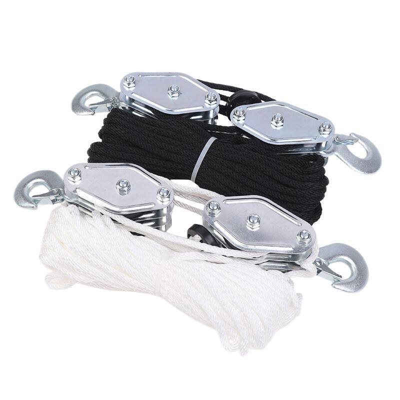 Handheld Crane Heavy Duty Polyethylene Rope Pulley Hoist 270° Rotatable Rope Pulley Block Zinc Alloy Hook Manual Lifting Device