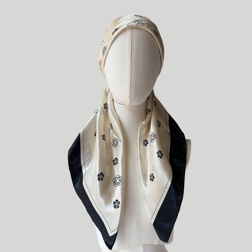 Explosive Women'S Headscarf Satin Versatile Headscarf Polka Dot Printing Ethnic Elastic Silk Scarf