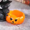 Black Cat & Pumpkin Halloween Candle Holder Resin Decor Set