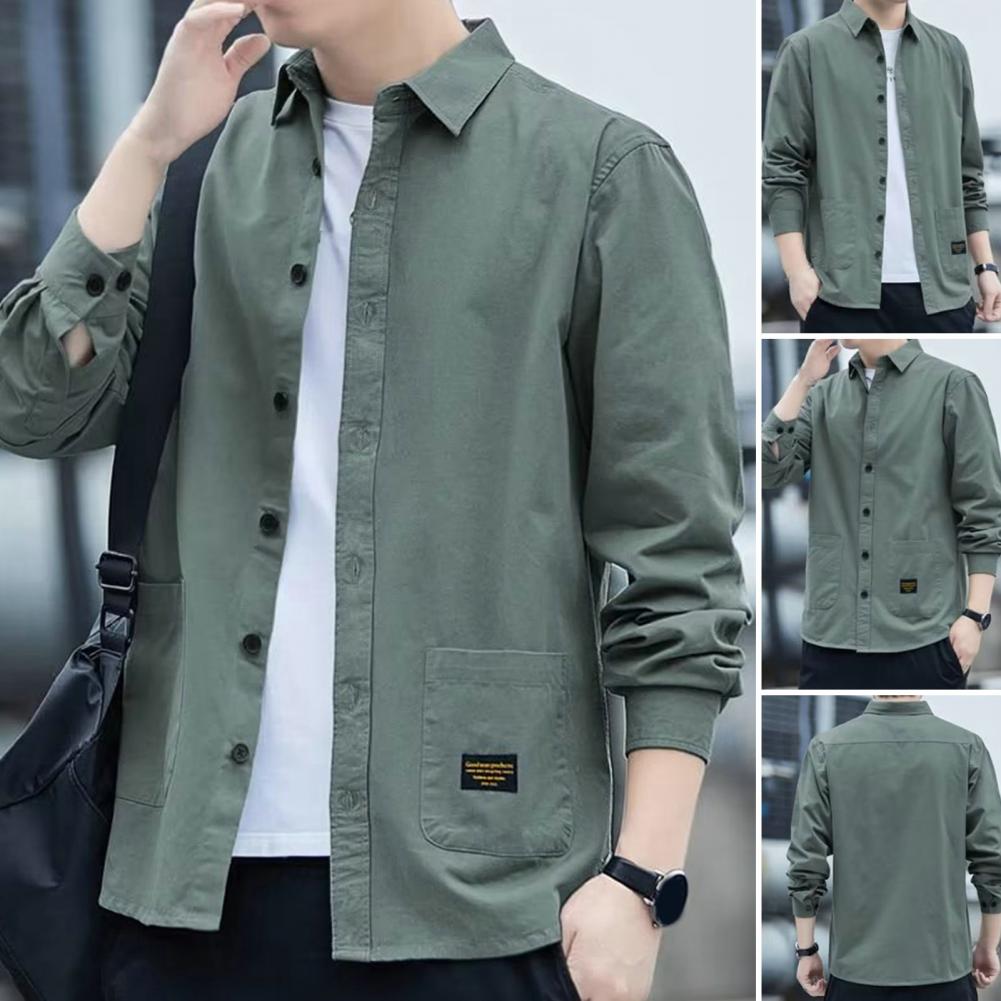 Korean Style Men Cargo Shirt Men's Jackets Streetwear Outdoor Casual Jacket Shirt Vintage Spring Autumn Shirt Coat Men Tops