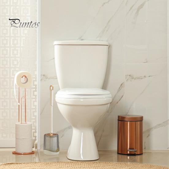 Cepillo de Inodoro con Soporte Plástico Cepillos de Inodoro de Baño Cabezal de Cepillo Fino Mango Extendido Montable en Pared Cepillo para Taza de Inodoro