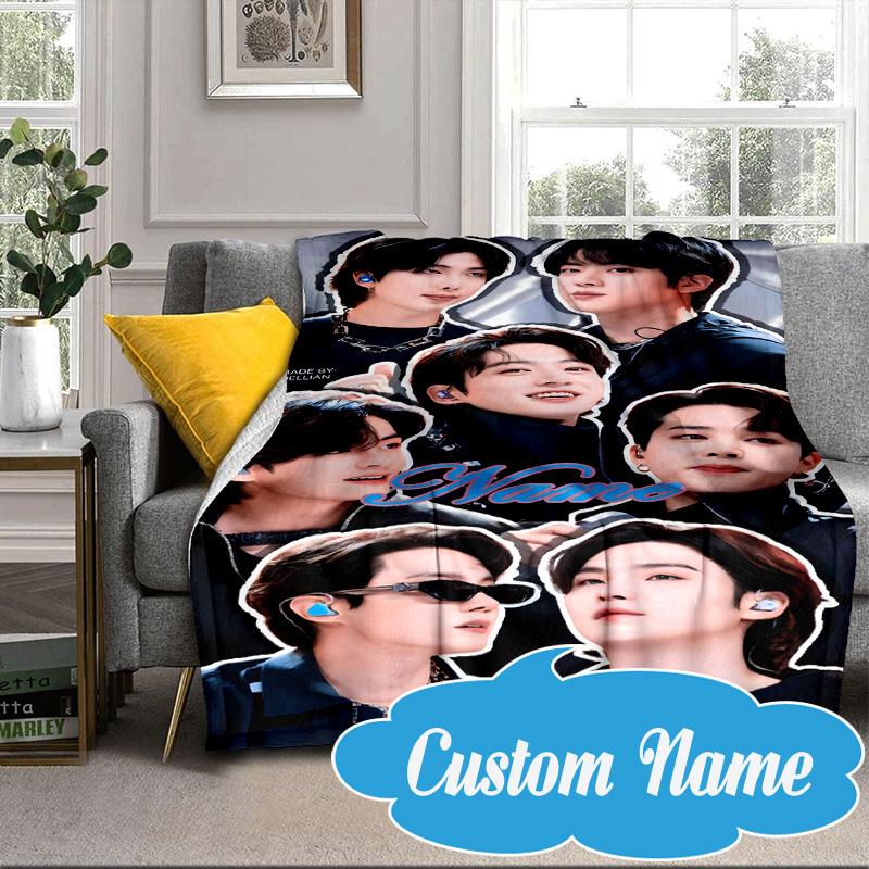 Custom Name K-pop Stars Friends Blanket bed sofa Blanket Flannel Blanket for Camping, Hiking, Picnic Essentials,gift for Fan family