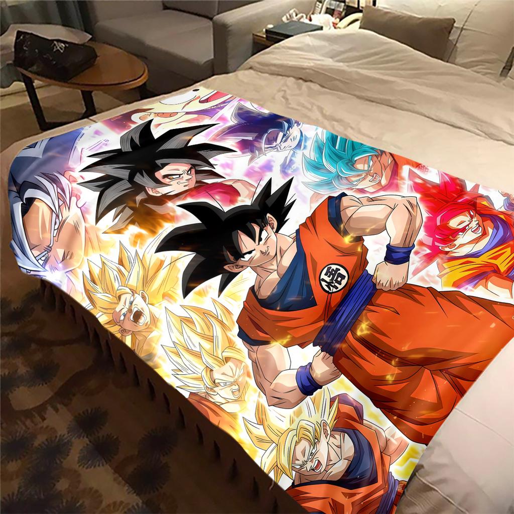1 Stück Son Goku Druck Flanelldecke, Hohe Qualität für alle Jahreszeiten, Heimdekoration, Wärme und Komfort, Perfekt für Weihnachtsgeschenke