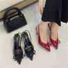 Eilyken Spring Street Style Patent Leather Slingbacks Woman Pumps Sexy Pointed Toe Thin High Heels Wedding Party Female Shoes