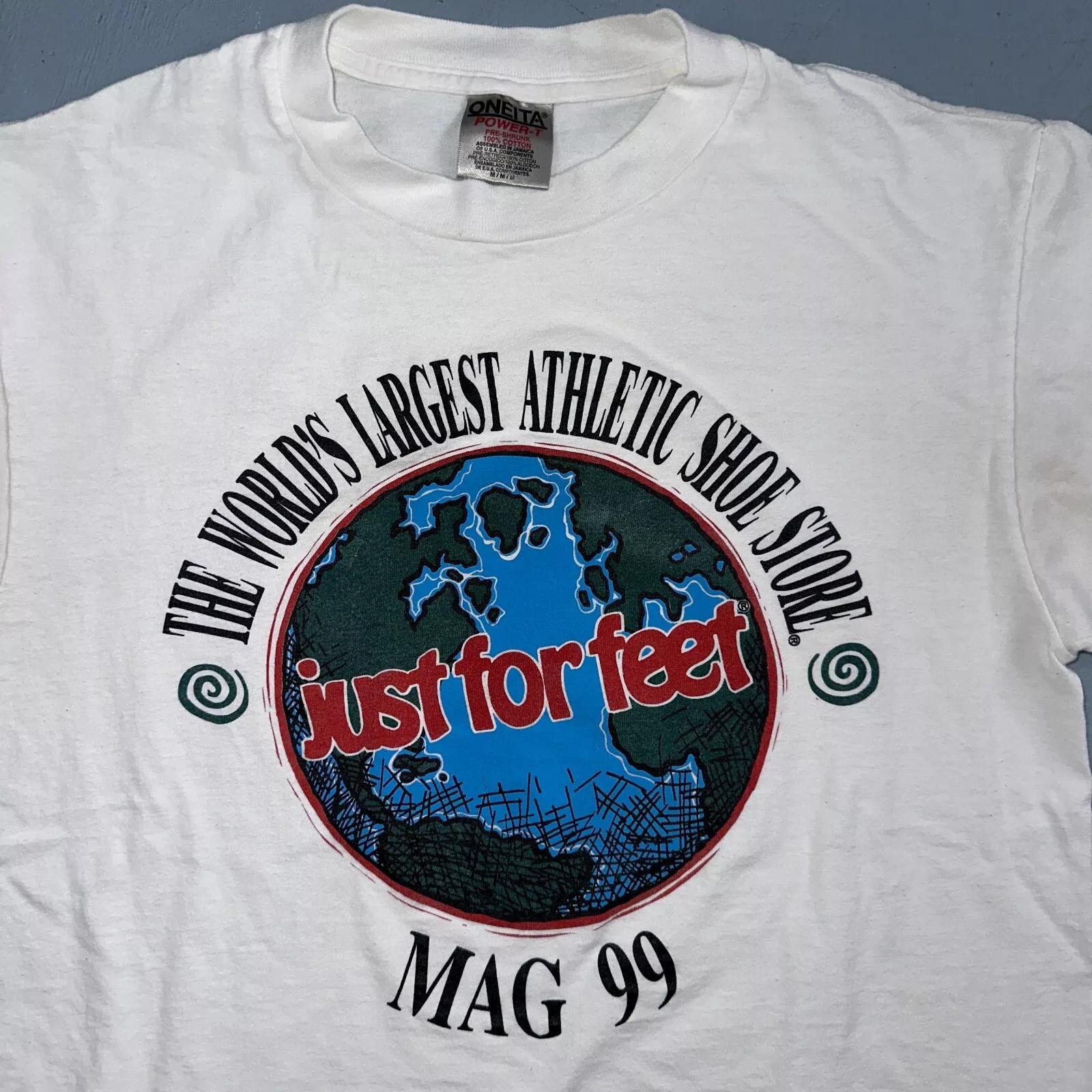 

Oneita Just For Feet 1999 VTG T Shirt 90s Promo Evian Sponsors Graphic Lennox 4XL