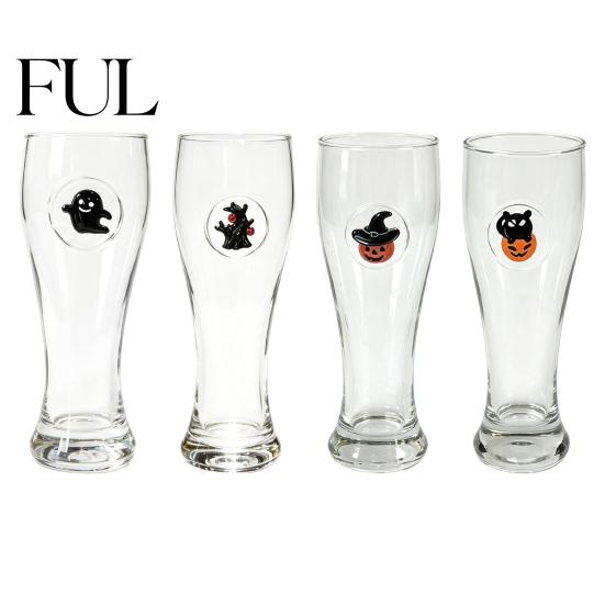 Atmospheric Beverage Cup 400ML Beer Glass, Spooky Pumpkin Ghost Black Cat Halloween Wine Glass Cup, Holiday Tall Glassware for Bar, Kitchen
