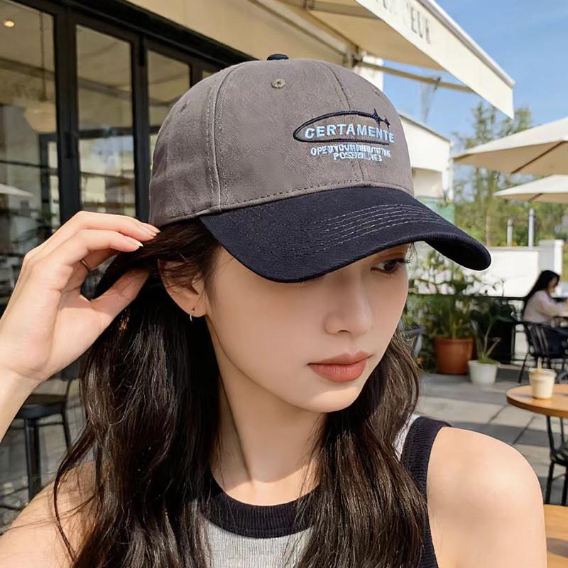 Embroidered Letter Baseball Cap With Wide Brim Sun Hat For Men Women