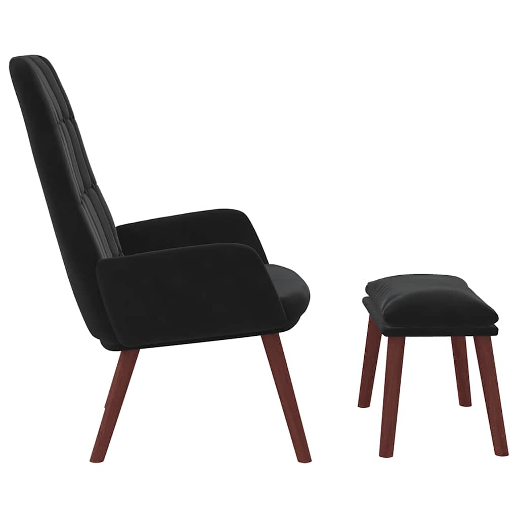 Relax Armchair with Footstool Black Velvet