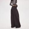 Women High Waist Pants Autumn Retro Cargo Wide Leg Pants Women's Curved Straight Floor Length Loose Casual Trouser
