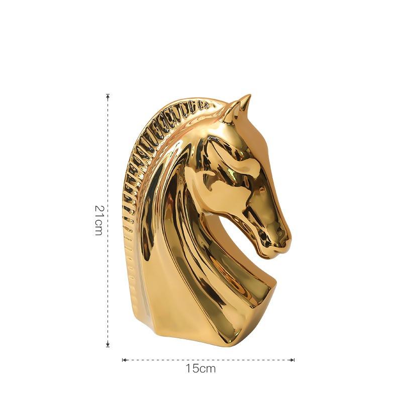 1PC Golden Horse Head Ornament Creative Room Decoration Porch TV Wine Cabinet Study Office Home Decoration Gift