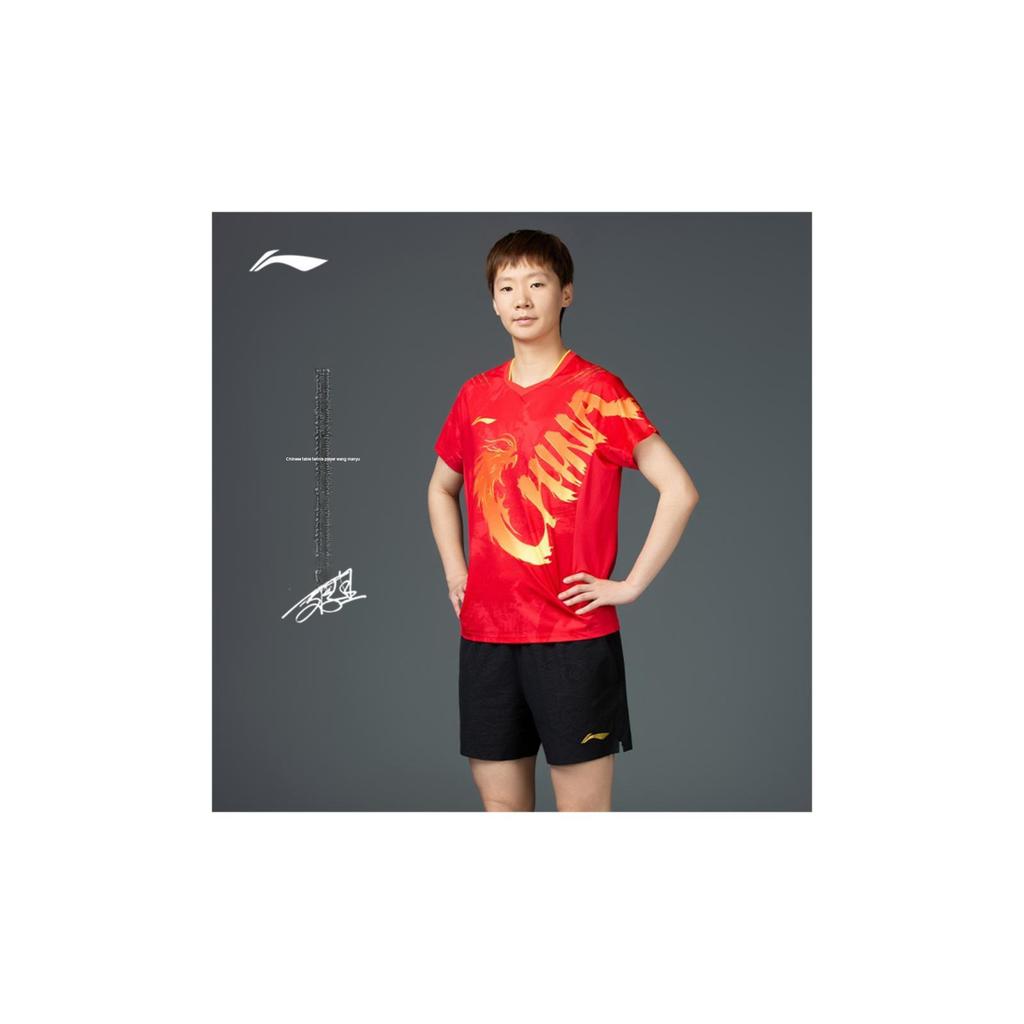 Li Ning Table Tennis Series Printed Logo Mid-Waist Comfortable Breathable Straight-Leg Sports Shorts Women Shorts Black AAPU212-1