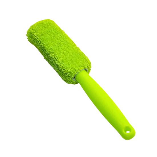 Microfiber Tire Brush with Long Handle Car Wheel Cleaning Tool with Soft Bristles Scratch-Free Essential Auto Detailing Accessory