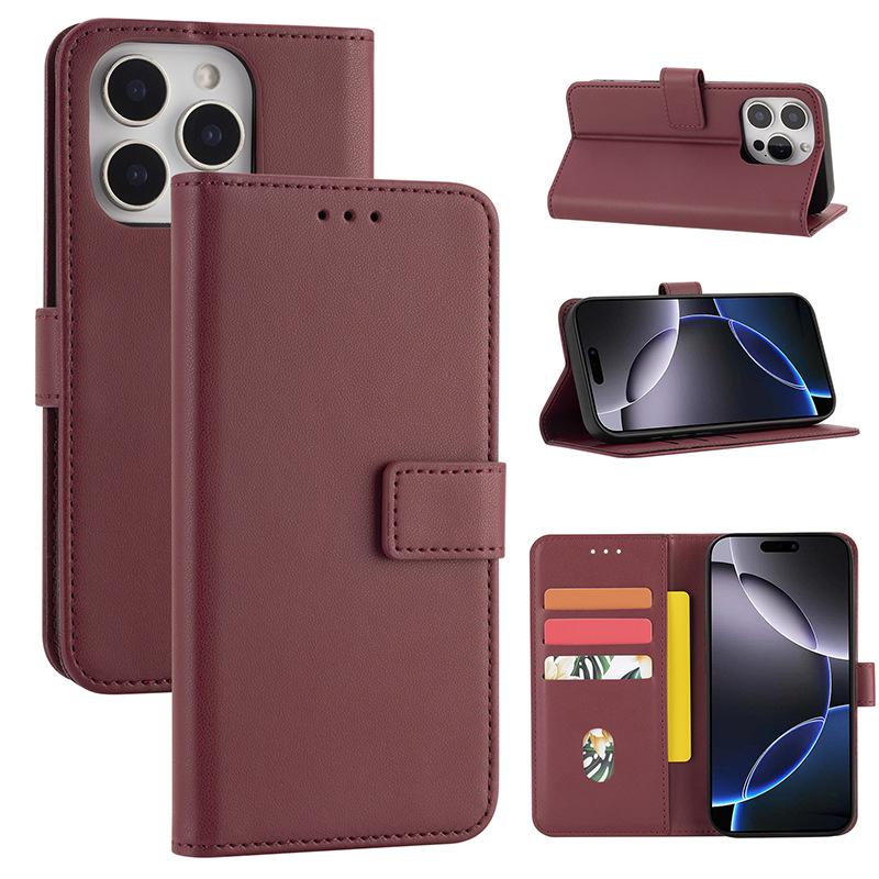 The new fashionable solid color simple mobile phone protective case is suitable for Apple 16promax folding case.