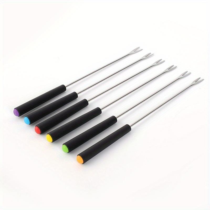 6pcs Stainless Steel Cheese Fruit Fork Cake Chocolate Cheese Fork Cheese Hot Pot Fork Fruit Dessert Fork