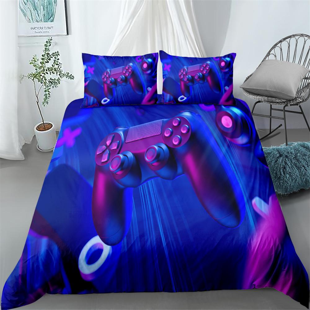 Game Controller Duvet Cover Set 3D Gamepad with Button King Queen Full Twin Size Comforter Cover for Kids Polyester Bedding Set