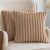 1pc Faux Fur Plush Decorative Throw Pillow Covers Fuzzy Striped Soft Pillowcase Cushion Covers for Sofa Couch Bedroom 18x18 Inch