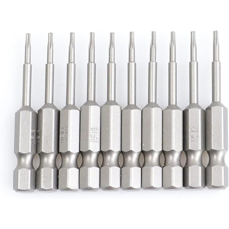50mm 10Pcs OR 13Pcs Set Security Tamper Proof Magnetic Screwdriver Drill Bit Screw Driver Bits Hex Torx Flat Head 1/4" Hand Tool Screwdriver(T30