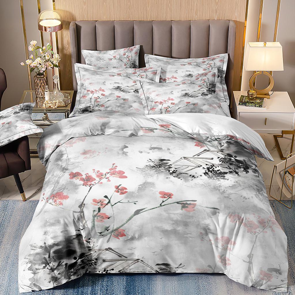 3D Printing Ink Painting Landscape Bedding Quilt Set Three-Piece Custom