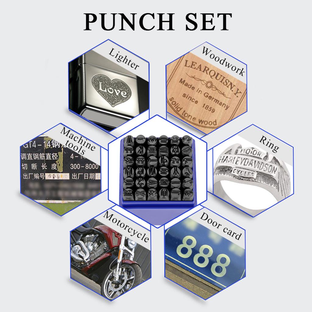 36pcs 6mm Carbon Steel Number Capital Letter Stamp Punch Set for Metal Wood Leather Plastic
