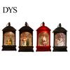 Warm Ambient Bedside Lamp Christmas Snow Lantern, Battery Operated Swirling Water Glittering Vintage Holiday Tabletop Decor Santa Snowman Elk