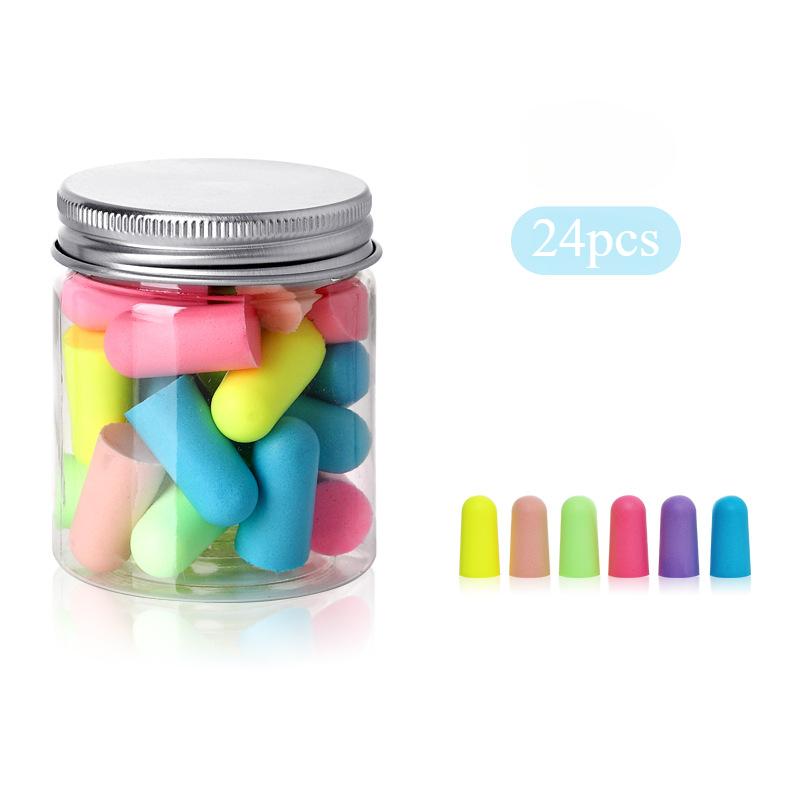 10/24pcs Candy Color Comfortable Antinoise Earplugs Sleep Noise Reduction Ear Protector for Sleep Soft Foam Earplugs Anti-Noise