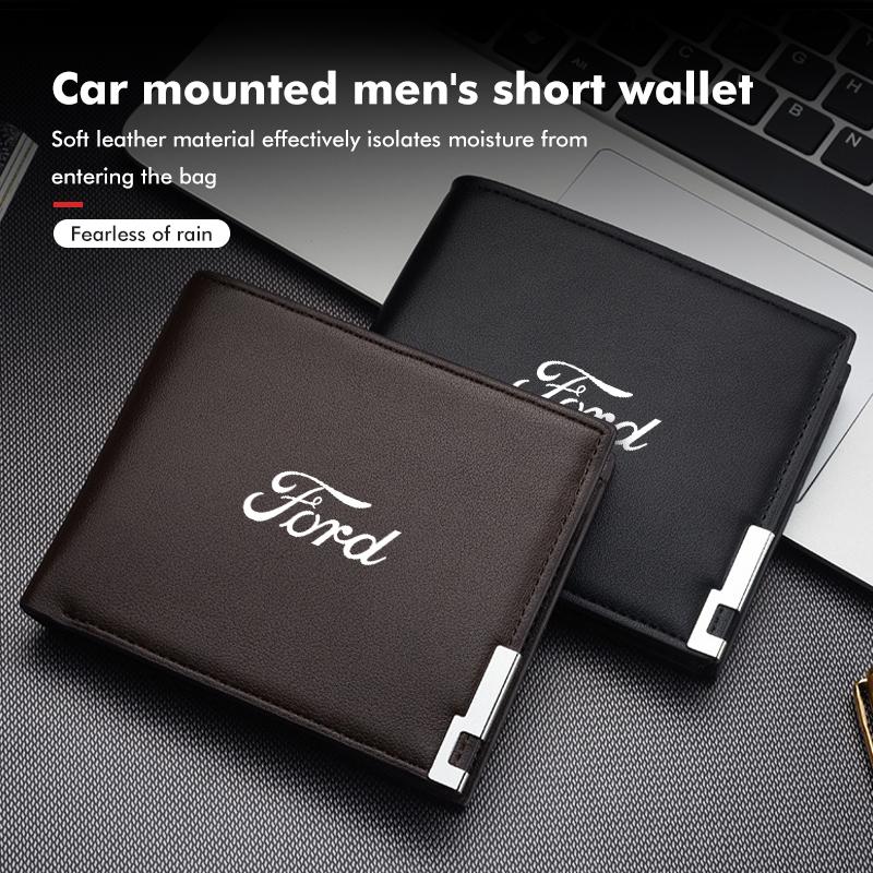 YYQO6 For Ford Car Logo Men Short Foldable Credit Card Holder Leather Money Wallet Accessories Focus mk2 mk3 mk4 Fiesta Ranger