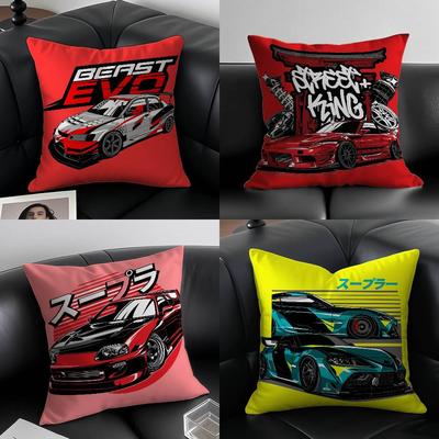 Classic Handsome Sports Car Prints Pillow Case Anti-dustmite Pillowcase Invisible Zipper Silky Short Plush Sofa Cushion Cover
