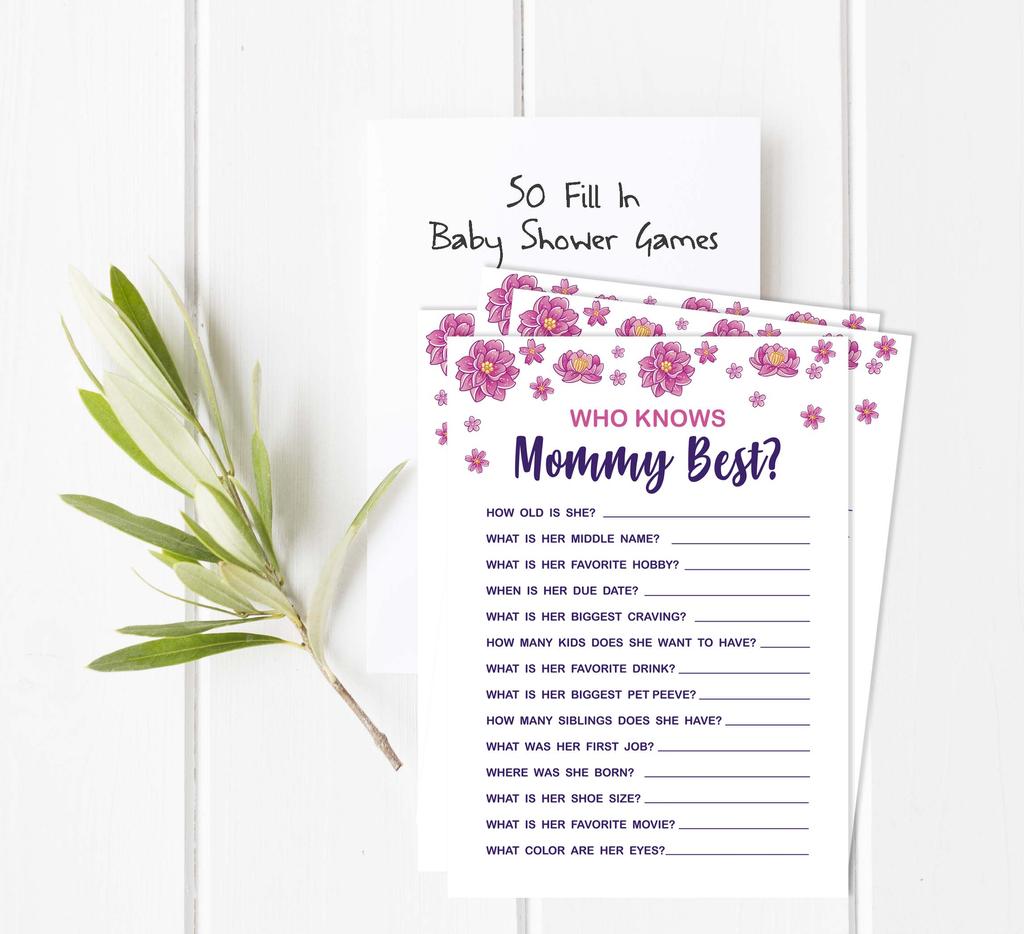 Inkdotpot Baby Shower Game Set Of 50 BabyA  AlphabetA  ABCA  Game Unicorn Floral Party