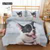 Sett med dynetrekk for fransk bulldog, King size, Søt valp, Dyretema, Sengetøy for barn og tenåringer, Polyester, 2/3 deler, Mykt dynetrekk