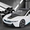 1/22 BMW I8 New Energy Car Alloy Sports Car Model Diecast Metal Racing Car Vehicles Model Simulation Sound Light Childrens Toys Gift