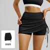 Women's White Ruched Drawstring High-Waist Tennis Skort
