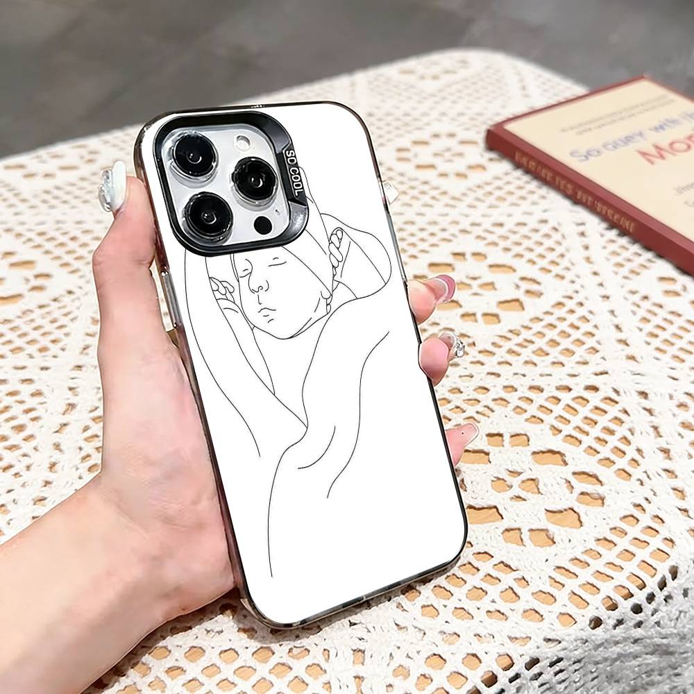 Baby Mom Dad Family Hand Phone Case For iPhone 17,16,15,14,13,12,11 Plus,Pro Max,XS,Colored silver phone case