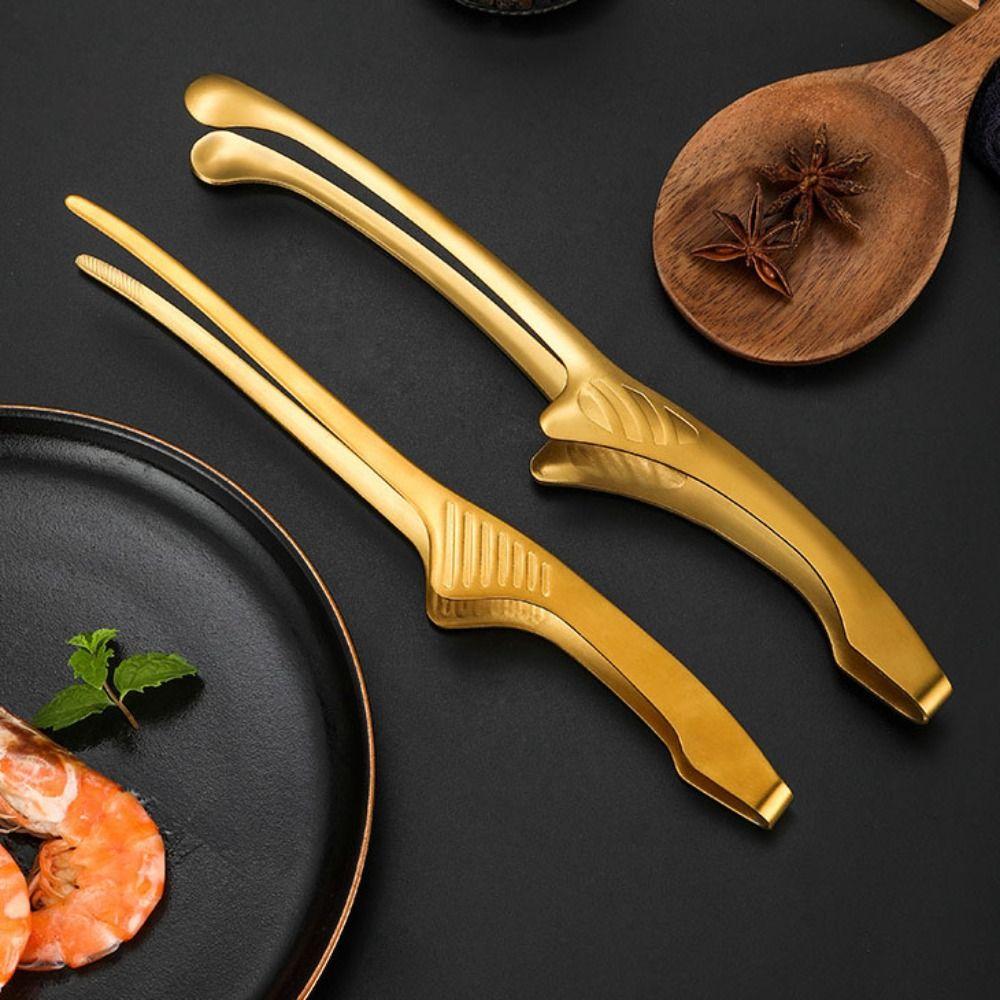 

BBQ Food Clip 304 Stainless Steel Barbecue Clip New Grill Tongs 24.3cm золотий